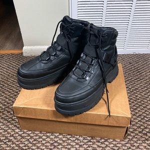 ASOS Platform Hunting Boots In Faux Leather